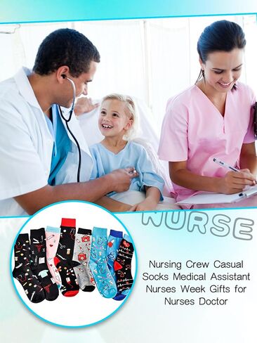 9 Pairs Doctor Day Nurses Week Appreciation Gift Nurse Novelty Cotton Socks Bulk for Men Women Dental Medical Assistant Worker in Saudi Arabia
