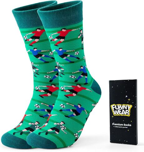 BONANGEL Dress Socks for Men Boys, Funny Novelty Crew Soccer Socks, Sports Gifts for Soccer Coaches‌ Lovers Fans Players in Saudi Arabia