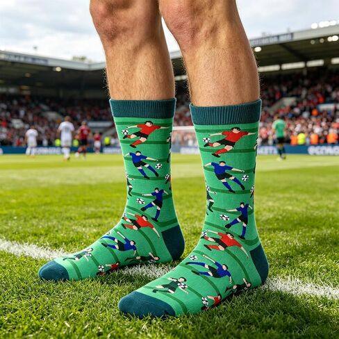 BONANGEL Dress Socks for Men Boys, Funny Novelty Crew Soccer Socks, Sports Gifts for Soccer Coaches‌ Lovers Fans Players in Saudi Arabia