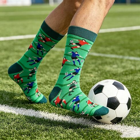 BONANGEL Dress Socks for Men Boys, Funny Novelty Crew Soccer Socks, Sports Gifts for Soccer Coaches‌ Lovers Fans Players in Saudi Arabia
