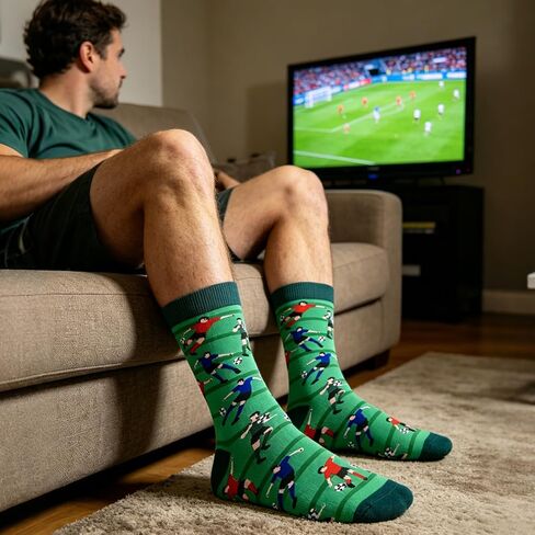 BONANGEL Dress Socks for Men Boys, Funny Novelty Crew Soccer Socks, Sports Gifts for Soccer Coaches‌ Lovers Fans Players in Saudi Arabia