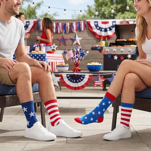 Avxdbr 2 Pairs 4th of July Socks Star Flag Patriotic Red White Blue Stars Stripes Accessories for Adults Men Women Daily Wear in Kuwait
