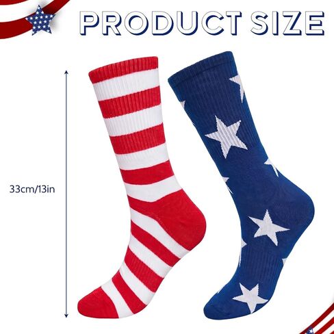 Avxdbr 2 Pairs 4th of July Socks Star Flag Patriotic Red White Blue Stars Stripes Accessories for Adults Men Women Daily Wear in Kuwait
