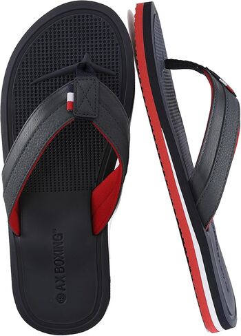 AX BOXING Mens Flip Flops Leather Thong Sandals Non-slip Comfort Cushion Slides Slippers Beach Indoor Outdoor in Kuwait