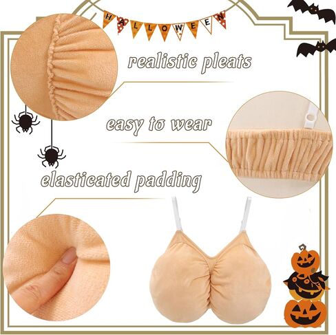 KUOIN Women Fake Chest Granny Costume, Old Lady Grandma Fat Suit Accessories with Adjustable Straps in Saudi Arabia