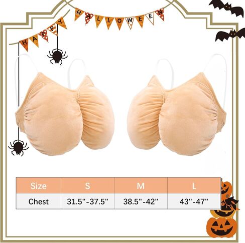KUOIN Women Fake Chest Granny Costume, Old Lady Grandma Fat Suit Accessories with Adjustable Straps in Saudi Arabia