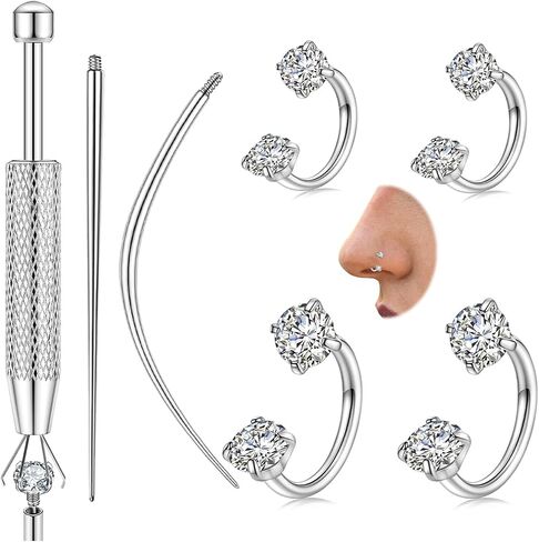 6mm 8mm Horseshoe Nose Ring for Women, 16g 18g 20g Surgical Steel Nose Rings, Multi-Purpose Nose Piercing Jewelry for Cartilage Helix Tragus Labret Septum Lips Ears in Saudi Arabia
