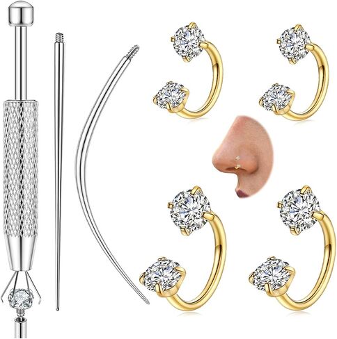 6mm 8mm Horseshoe Nose Ring for Women, 16g 18g 20g Surgical Steel Nose Rings, Multi-Purpose Nose Piercing Jewelry for Cartilage Helix Tragus Labret Septum Lips Ears in Saudi Arabia