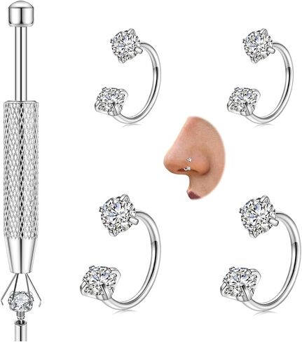 6mm 8mm Horseshoe Nose Ring for Women, 16g 18g 20g Surgical Steel Nose Rings, Multi-Purpose Nose Piercing Jewelry for Cartilage Helix Tragus Labret Septum Lips Ears in Saudi Arabia