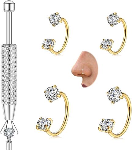 6mm 8mm Horseshoe Nose Ring for Women, 16g 18g 20g Surgical Steel Nose Rings, Multi-Purpose Nose Piercing Jewelry for Cartilage Helix Tragus Labret Septum Lips Ears in Saudi Arabia