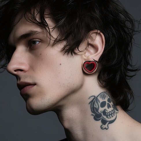 12PCS/6PCS Heart Shape Ear Tunnels Plugs 316L Stainless Steel Heart Hollow Double Flared Ear Gauges Tunnels Stretcher Body Piercing Earring Jewelry for Women Men 0G(8mm)-1"(25mm) in Saudi Arabia