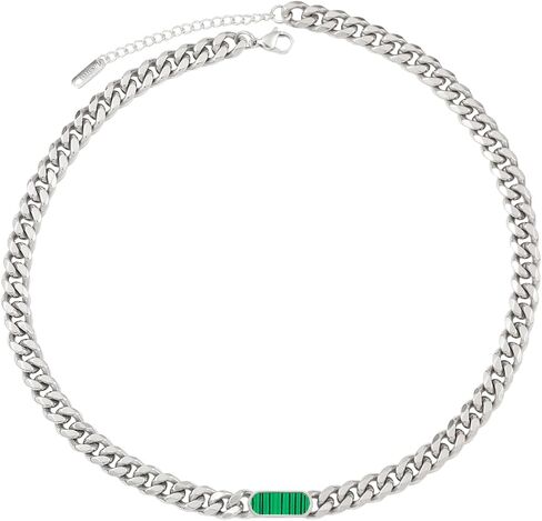 Cuban Link Necklace for Women Men,Pearl Bar 18K Gold Plated Pendant - 8mm 316L Stainless Steel Chain Choker, Trendy Jewelry for Christmas Valentines Day Anniversary-16"+2" extender Chain Adjustable in Saudi Arabia