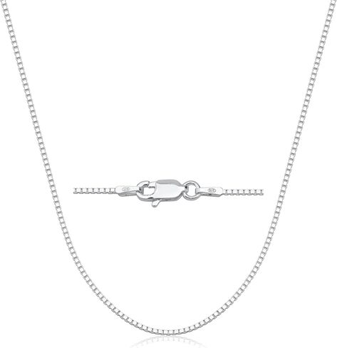 925 Sterling Silver & Gold over Sterling silver 1.3mm Italian Box Chain Strong Necklace for Women Available in 7 Lenghts in Saudi Arabia