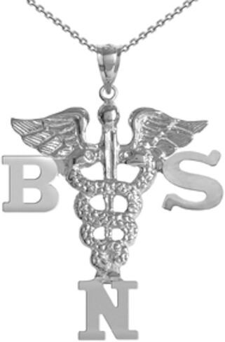 NursingPin - Sterling Silver Bachelor of Science in Nursing BSN Charm with Necklace in Saudi Arabia