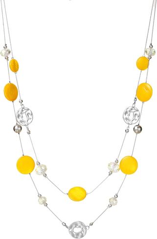Long Necklaces for Women Fashion Shell Beaded Double Layered Sweater Chain in Saudi Arabia