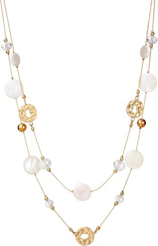 Long Necklaces for Women Fashion Shell Beaded Double Layered Sweater Chain in Saudi Arabia
