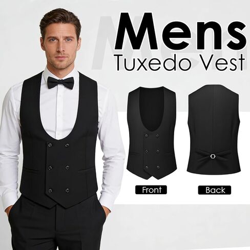 Black Tuxedo Suits for Men Solid 3 Piece Regular Fit Formal Set for Wedding Prom Shawl Lapels One Button Jacket Double Breasted Vest Pants Set X-Large in Saudi Arabia