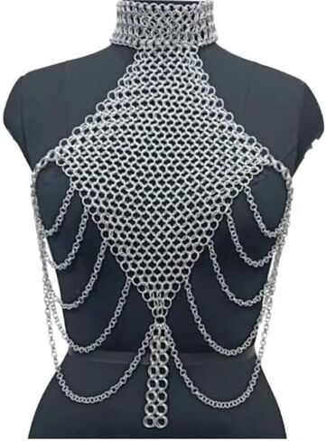 Medieval Anodized Aluminum Chainmail Bra Top – Women’s Metal Festival Top – Futuristic Statement Rave Wear – Handmade Chainmail Armor Crop Top – Gothic, Cosplay, Burning Man Outfit in Kuwait