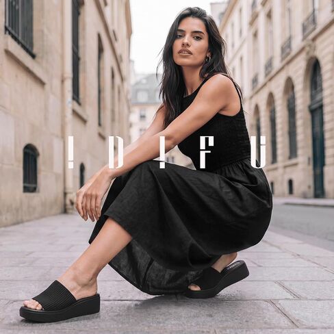 IDIFU IN2 Platform Sandals for Women Comfortable Chunky Open Toe Slip On Wedge Sandal Cute Vacation Summer Beach Slide Sandals in Kuwait
