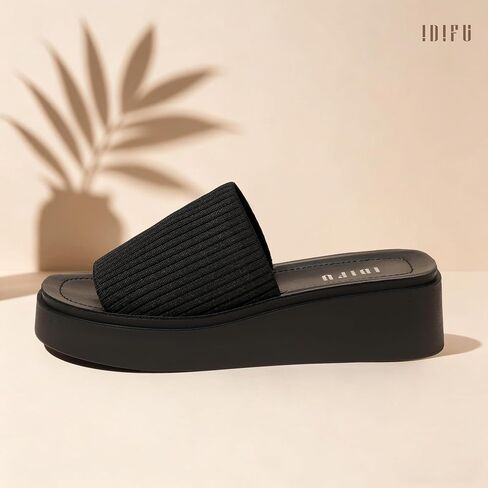 IDIFU IN2 Platform Sandals for Women Comfortable Chunky Open Toe Slip On Wedge Sandal Cute Vacation Summer Beach Slide Sandals in Kuwait