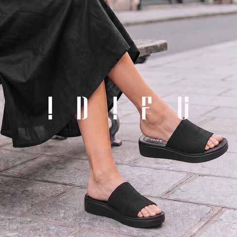 IDIFU IN2 Platform Sandals for Women Comfortable Chunky Open Toe Slip On Wedge Sandal Cute Vacation Summer Beach Slide Sandals in Kuwait