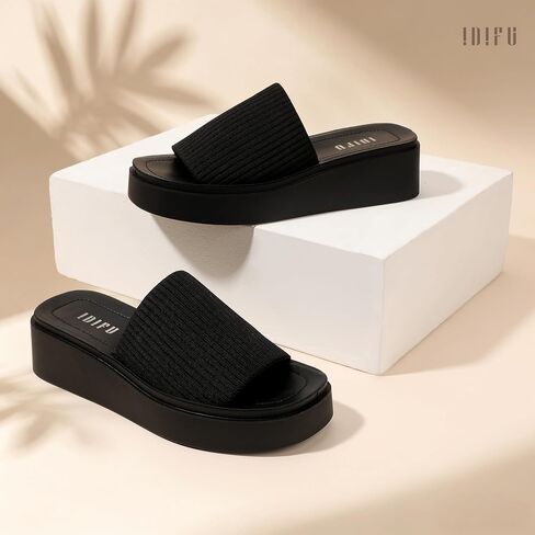 IDIFU IN2 Platform Sandals for Women Comfortable Chunky Open Toe Slip On Wedge Sandal Cute Vacation Summer Beach Slide Sandals in Kuwait