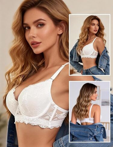 حمالة صدر نسائية من Ohyeah من الدانتيل بغطاء كامل وتغطية كاملة مقاس كبير حمالات صدر مريحة للاستخدام اليومي، كوب B-E in Kuwait