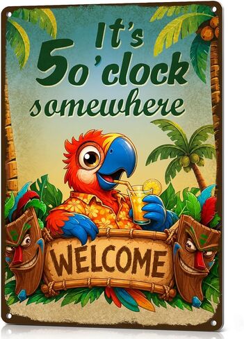 Summer Decor, ALREAR Five O Clock Pool Decorations Vintage Man Cave Bar Pub Wall Accessories Funny Metal Kitchen Signs 16x4 Inch in Kuwait