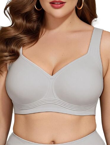 Womens Jelly Strip Wireless Push Up Bra, Seamless Full Coverage No Underwire Plus Size Support Bra for Older Women in Saudi Arabia