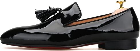 FERUCCI Men Black Leather Spiked Tassel Slippers Loafers Flats Prom Wedding Shoes in Saudi Arabia