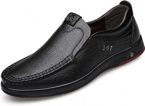 Men's Leather Slip On Casual Loafers, Comfortable Lightweight Moc Toe Business Casual Dress Shoes for Walking, Driving, Office and Daily Wear in Saudi Arabia