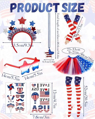 4th of July Outfits for Women - Patriotic Costume Tutu Skirt Accessories Set for Independence Day in Saudi Arabia