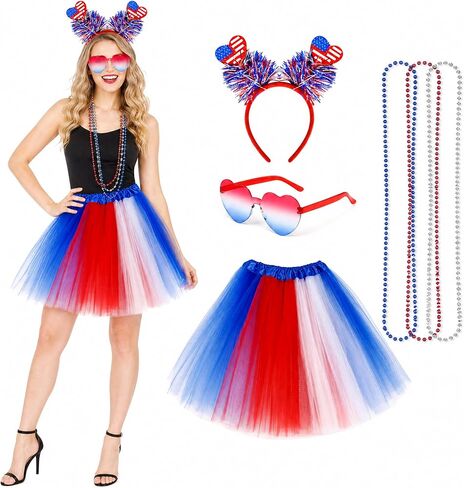 Independence Day Women Costume Accessories Tutu Set 4th of July Outfits for Women Red White and Blue Poncho Costume for Girl in Saudi Arabia