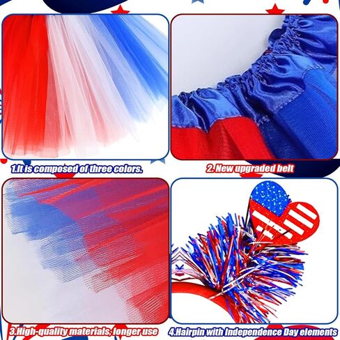 Independence Day Women Costume Accessories Tutu Set 4th of July Outfits for Women Red White and Blue Poncho Costume for Girl in Saudi Arabia