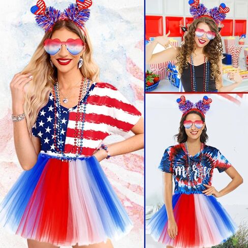Independence Day Women Costume Accessories Tutu Set 4th of July Outfits for Women Red White and Blue Poncho Costume for Girl in Saudi Arabia