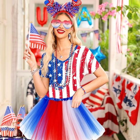 Independence Day Women Costume Accessories Tutu Set 4th of July Outfits for Women Red White and Blue Poncho Costume for Girl in Saudi Arabia