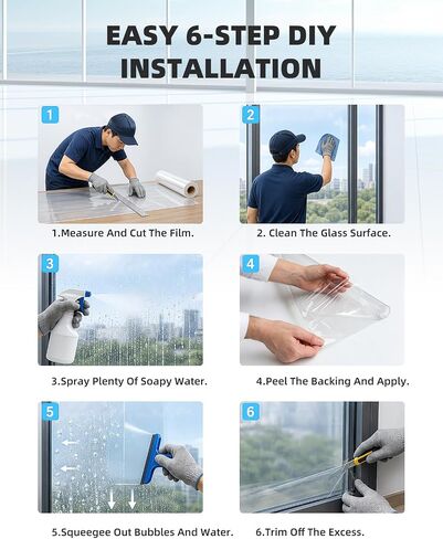 NIDOJP 4 Mil Clear Window Safety Film, 43in x 8ft Self-Adhesive Explosion-Proof Protection Film for Glass Windows, Doors & Mirrors, Shatterproof and Scratch-Resistant for Kids, Pets & Home Use in Kuwait