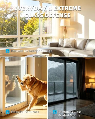 NIDOJP 4 Mil Clear Window Safety Film, 43in x 8ft Self-Adhesive Explosion-Proof Protection Film for Glass Windows, Doors & Mirrors, Shatterproof and Scratch-Resistant for Kids, Pets & Home Use in Kuwait