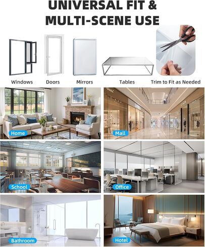 NIDOJP 4 Mil Clear Window Safety Film, 43in x 8ft Self-Adhesive Explosion-Proof Protection Film for Glass Windows, Doors & Mirrors, Shatterproof and Scratch-Resistant for Kids, Pets & Home Use in Kuwait