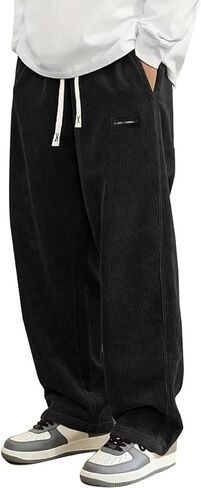 سروال قصير رجالي كاجوال موضة فضفاضة تناسب واسعة الساق السراويل Sweatpants مستقيم مرونة الخصر الرباط in Kuwait