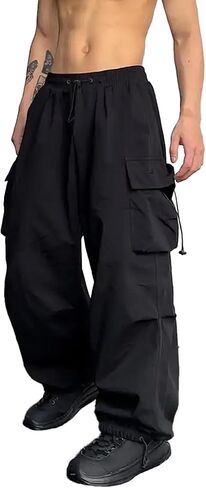 Men Baggy Cargo Pants Trendy Casual Parachute Pants Loose Fit Harem Pants with Pockets Y2K in Saudi Arabia