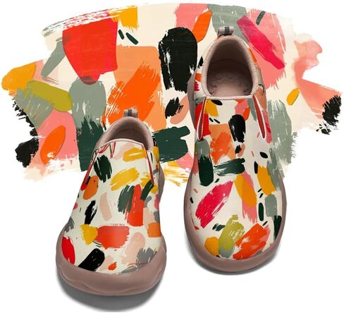 Women's Art Painted Slip On Loafers Microfiber Casual Walking Shoes Comfort Lightweight Soft Sneakers in Saudi Arabia