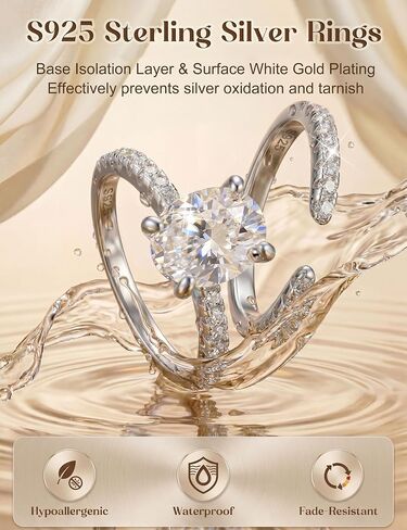 milacolato 1.75ct s925 الفضة الاسترليني خاتم الزفاف مجموعة للنساء البيضاوي قطع الخطوبة وعد خواتم لها 18 كيلو الذهب الأبيض مطلي زركونيا مكعب تكويم الزفاف الخلود الفرقة خواتم مفتوحة حجم 5-10 in Kuwait
