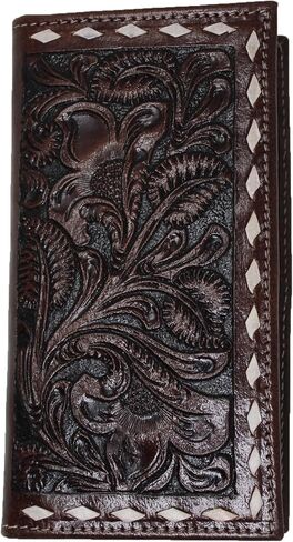 CHALLENGER Men's Western Rodeo Wallet Floral Buckstitch Leather Checkbook Cover 18FKW23 in Saudi Arabia
