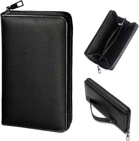 Long Wallet for Men, PU Leather Zipper Wallet with Wrist Strap, Large Capacity Travel Men Clutch Bag for Passport Checkbook Phone in Saudi Arabia
