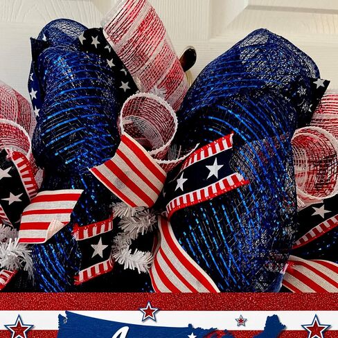America The Beautiful Stars and Stripes Patriotic Handmade Deco Mesh Wreath Available in 24 inch and 28 inch diameters in Saudi Arabia