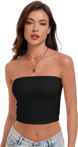 Kindcall Womens Tube Top Strapless Bandeau Casual Crop Tank Top in Saudi Arabia