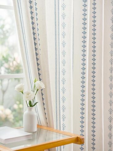THREE GIRLS Pinch Pleated Sage Green Floral Block Print Curtains 84 Inches Long, Vintage Boho Linen Blend Drapes for Bedroom Living Room, 2 Panels Set in Saudi Arabia