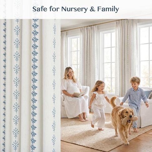 THREE GIRLS Pinch Pleated Sage Green Floral Block Print Curtains 84 Inches Long, Vintage Boho Linen Blend Drapes for Bedroom Living Room, 2 Panels Set in Saudi Arabia