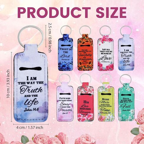 72Pack Bible Verse Lipstick Holder Keychain, Floral Christian Keychain Bulk, Lip Balm Lip Gloss Holder Key Chain with Metal Rings, Religious Church Party Favors Inspirational Gifts for Women in Saudi Arabia